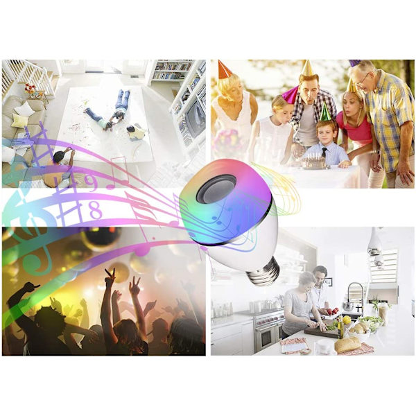 LED-älylamppu Bluetooth-kaiuttimella Musiikin tahdissa väriä vaihtavat valot Langaton kaukosäädinlamppu $ LED-älymusiikkilamppu Stereokaiutin