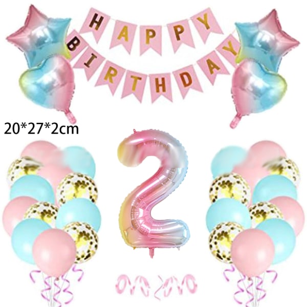 Gradient färgbåge Födelsedagsballonger Dekorationer Rosa och Blå B