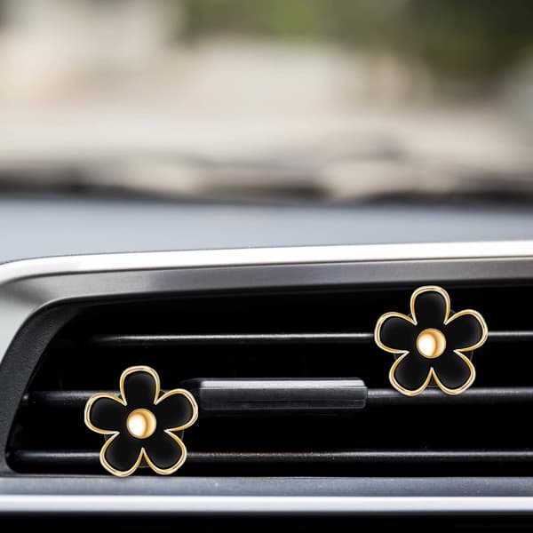 6 stk Daisy Bil Luftventilklips, 3cm & 3.3cm Hvit Bil Luftfrisker, Dashborddekorasjonstilbehør & Bilinteriørpynt black