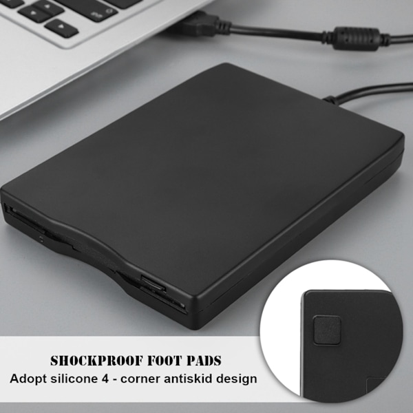 1,44M neutraali USB-ulkoinen kannettava levykeasema levyke FDD yleiseen käyttöön musta