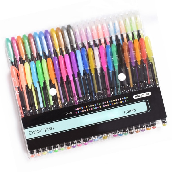 48 Gel Pen Sæt Metallic Pastel Glitter Neon Marker Pen