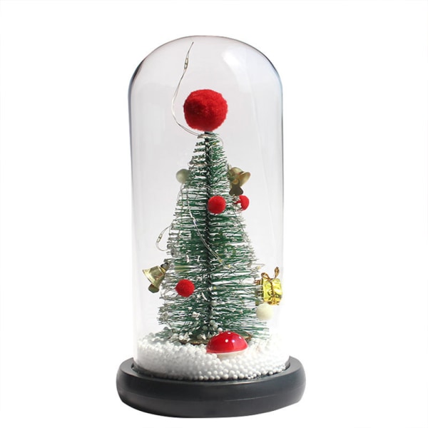 Julgran i glaskupol Liten julgransbelysningsskrivbord