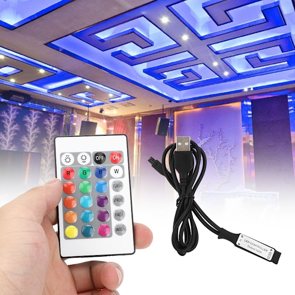 RGB Ljus Kontroller för Heminredning, Högkvalitativt Material 24 Knappar RGB Ljus Kontroller Radiofrekvens Signal Kontroll Ingen UV-strålning Ingen Stroboskop