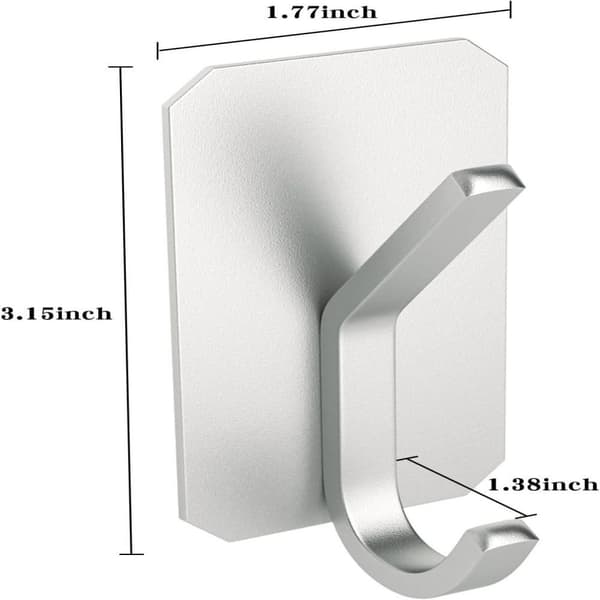 Self-adhesive wall hook, 4 self-adhesive hooks, wall hook, for kitchen, bathroom, office, kitchen hook for hanging towels, hats, keys, wa[TT] Silver upper and lower hooks