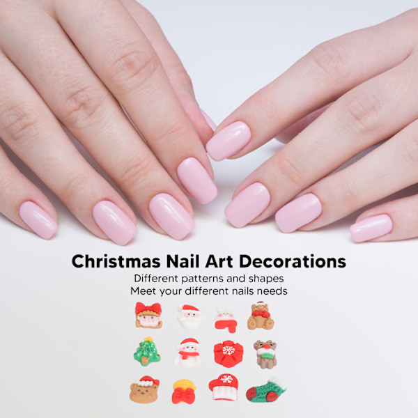 3 Påsar Nagelkonst Dekorationer Set Julstil Manikyr Dekorativa Ornament för Nagelsalong