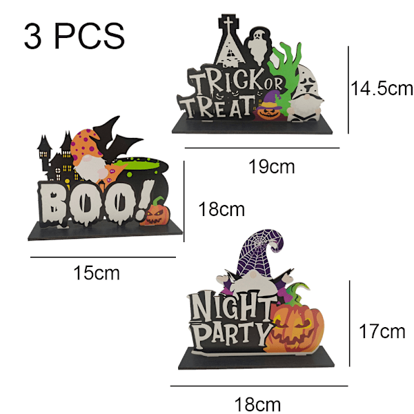 3 st halloween trädekoration, fest scen dekoration