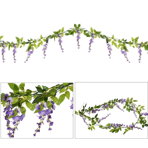 4 kpl 6,6 jalkaa keinotekoinen wisteria viiniköynnös silkki roikkuva kukka f