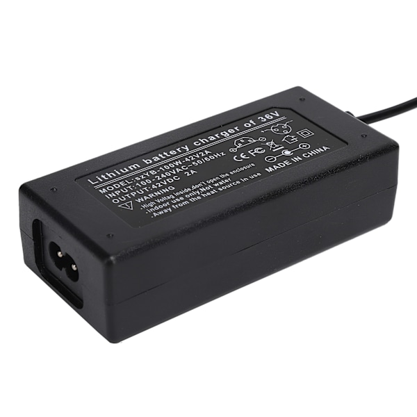 42V 2A strømadapter DC 5,5 mm hannkontakt for 36V litiumionbatteri AC 100‑240V 50/60Hz EU-plugg