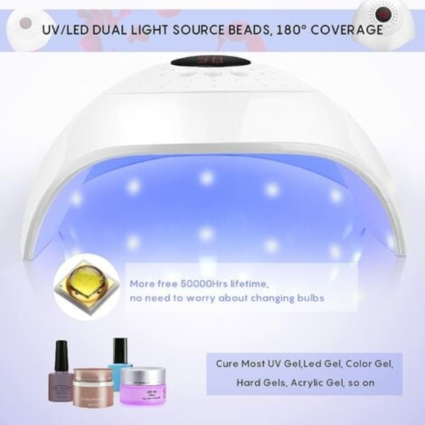 orchid-LED UV-nagellampa 54W nageltorkare gel nagelhärdande UV-lampa för gelnagellack med USB 3 timer automatisk sensor,