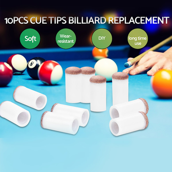 10 kpl Biljardi Snooker Pool Keppi Vihje Vaihto Osia Tackle Tarvike (11mm)