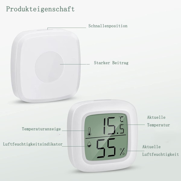 Fuktighetsmåler Fuktighetsmåler Innendørs og utendørs termometer Høy presisjon temperatur- og fuktighetsmonitor med LCD-skjerm