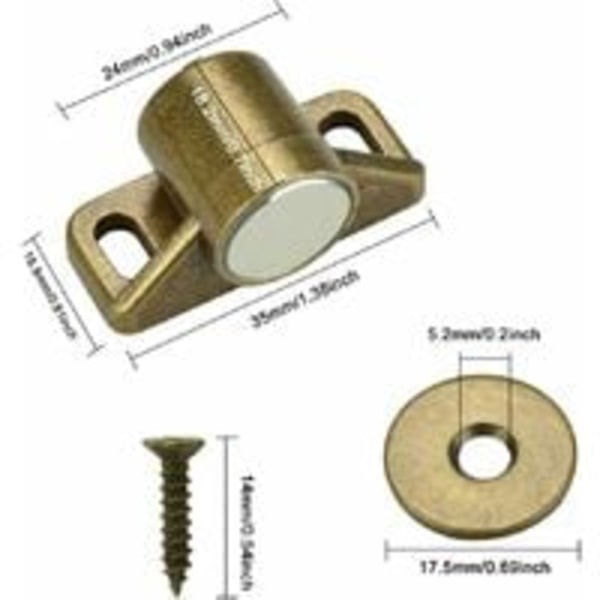 4 st magnetlås för skåpdörrar, magnetisk dörrlås, magnetisk dörrstängare med 4 brickor och 12 skruvar, magnetisk skåpstängning för möbler,