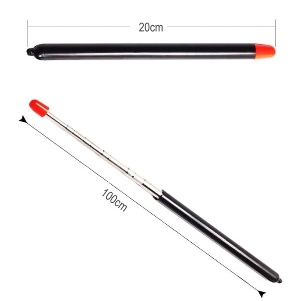 Teleskopisk lärarpekare, lärarpekare för klassrum, metallhandhållen utdragbar pekpinne förlängd längd 120 cm, handhållen presentatör whiteboardpekare (svart)