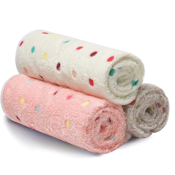 3 Supermjuka fluffiga premium fleece-djurfiltar flanellfilt för hundvalp katt ljusa prickar
