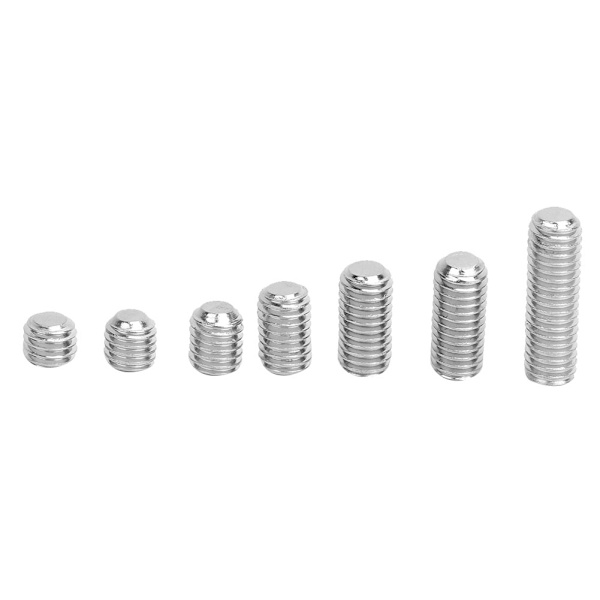 212-dels M5 Hex Socket Flat Point Set Skruv 304 Rostfritt Stål Grub Skruv Kit med Hex Nyckel