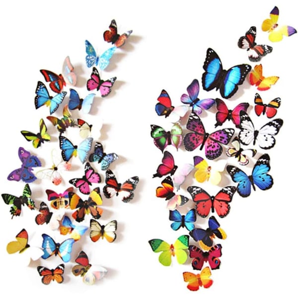 80 STK Sommerfuglveggdekor - 3D sommerfugldekor for vegg