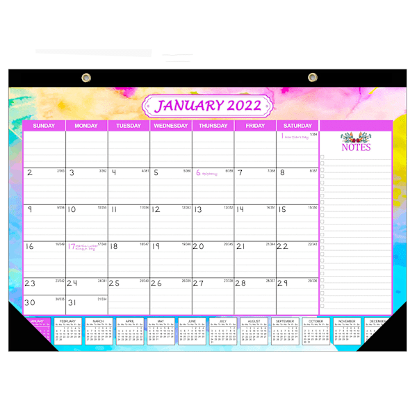 2022 Skrivebords Kalender - Skrivebords Kalender 2022, Månedsplanlegging, Stor