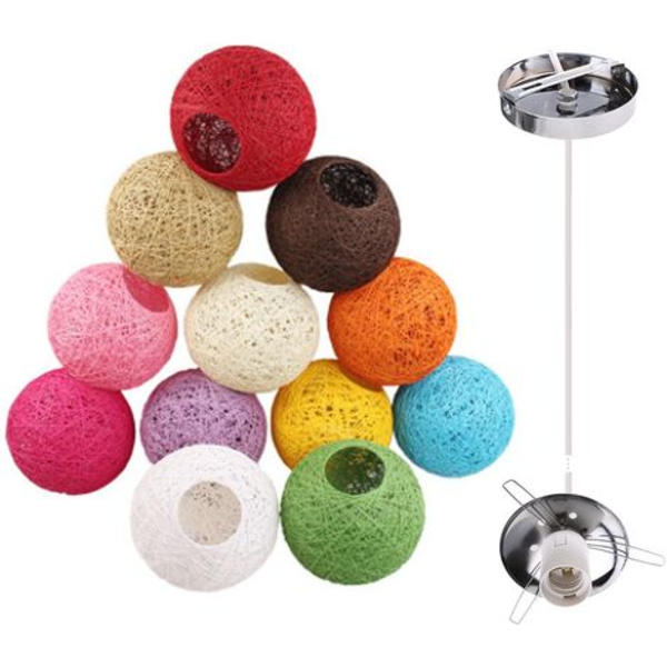 Blå Retro Pendellampe Flet Rund Globe 15cm ,