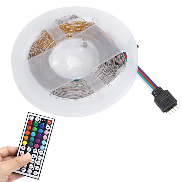 Vattentät RGB LED-strip för oändliga designmöjligheter, dubbla utgångar RGB-kontroller säkerställer dynamisk belysning, manuell 44-knapps fjärrkontroll,