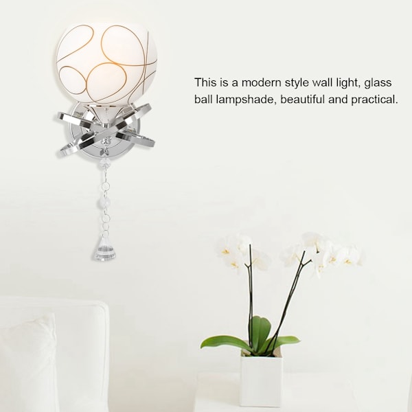 Elegant Lampa med Metall- och Glasskärm, Modern Ljuskälla med Dragströmbrytare för Sovrum Vardagsrum Matsal