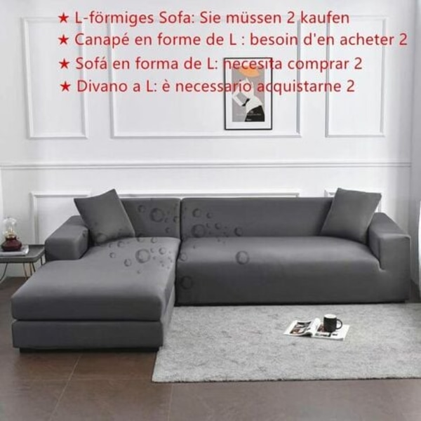 Vandtæt Sofaovertræk L-formet Sofaovertræk Komfortabelt Strækbart Stof (Sort, 145x185)