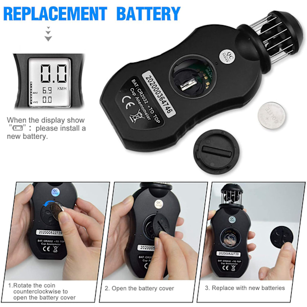 Digitalt anemometer, Yf-876 anemometer til måling af vindhastighed/temperatur, vindretningsindikator, til udendørsaktiviteter WWLAI TRADING SARL