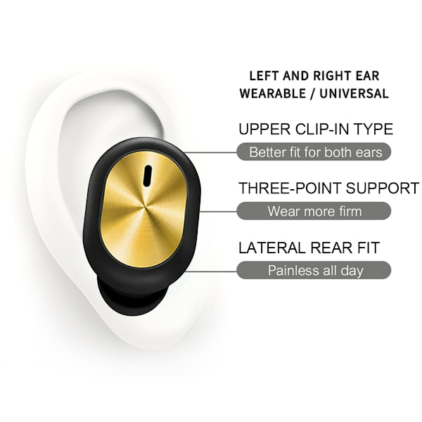 Enkelt Bluetooth-øretelefoner Afspilningstid Trådløse øretelefoner Mini-headset Sort