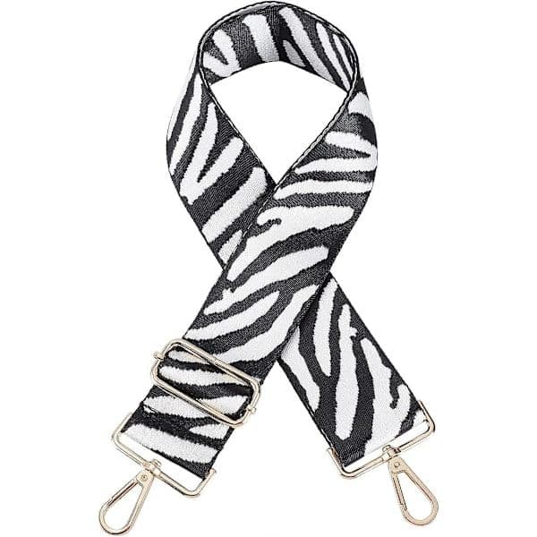 Adjustable Polyester Bag Strap with Alloy Buckles for Replacement Bag Accessories, Zebra Pattern (LGL)