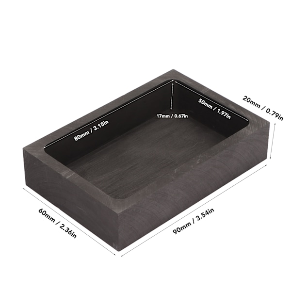 Grafitgötform Värmebeständighet Smältgjutningsform Smältdegel för Metall Smycken 3,54 X 2,36 X 0,79 tum