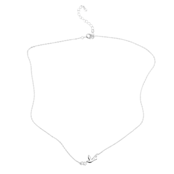 Silver Dove Hänge Halsband Vacker Elegant Justerbar Söta Duva Fågel Hänge Halsband för Kvinnor Platina