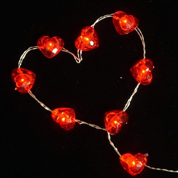Fairy ljusslinga 10 fot 30 LED röda hjärtformade Twinkle Fairy