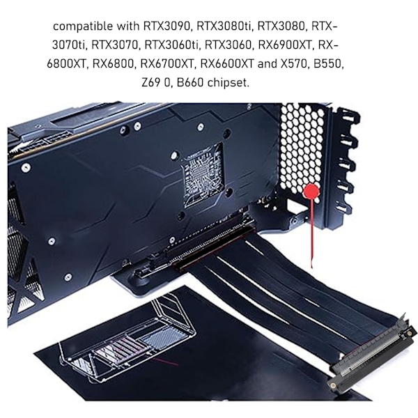 PCIE 4.0 X16 -jatkokaapeli 26 Gt/s 9,8 tuuman häiriönkestävä kullattu GPU-jatkokaapeli RTX3090 RTX3080ti RTX3070 -näytönohjaimille