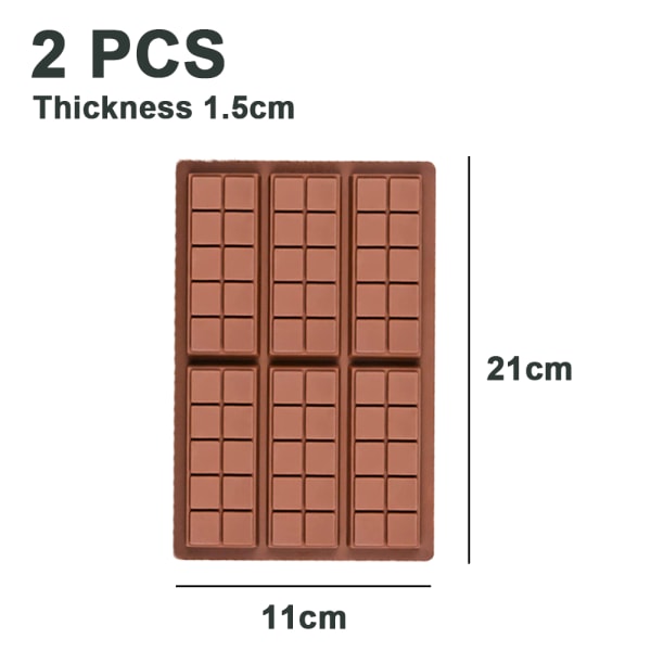 2 stk. Silikone Chokoladeforme, Rektangelforme til Smeltevoks