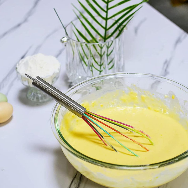 Rostfritt stål handtag äggvisp silikon manuell äggvisp