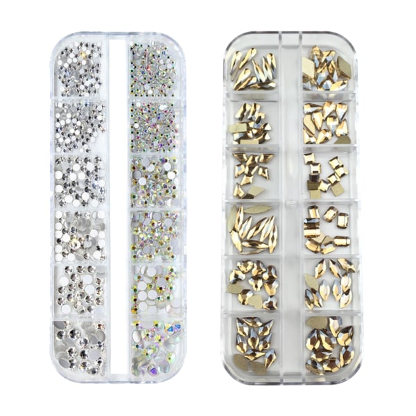 Kristall Rhinestones, Flat Back 3D Stenar för Nagel Dekoration