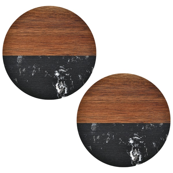 2 pieces of insulation pads, tea cups and coffee placemats，marble mosaic acacia wood ceramic coasters