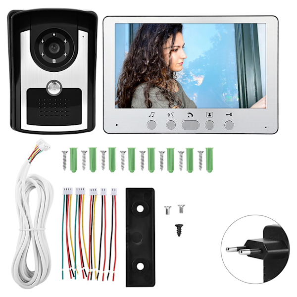 7 tum TFT Trådbunden Dörrklocka Intercom Videodörrklocka Hem Säkerhet EU-kontakt 110V-240V