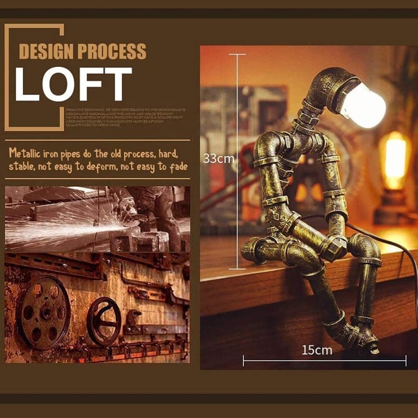 Industriella robotlampor för pojkar Retro Style Steampunk Lampa Cool A