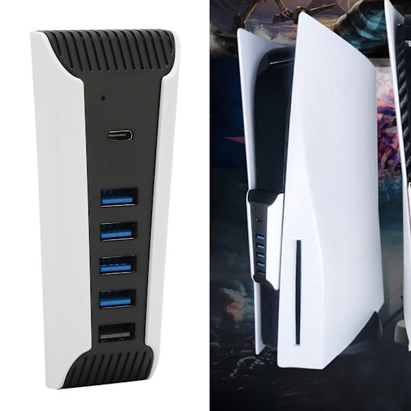 5 i 1 USB Hub HighSpeed Udvidelsesadapter med USB2.0 TypeC Porte til PS5 Konsol