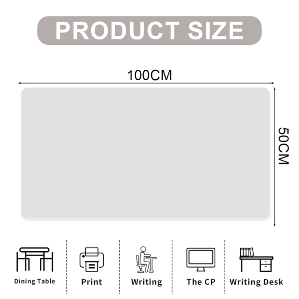 100*50cm vanntett skrivebordsbeskytter med sugekopp, stor musematte