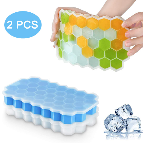 3-pack iskubrickor, silikonformar för isbitar i bikakestil