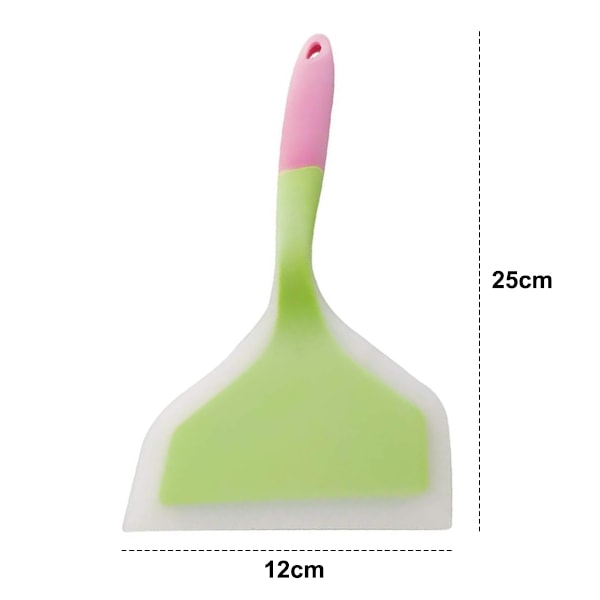 Silikon omelettspatel, non-stick, hållbar och värmebeständig silikonspatel för matlagning, bred mun pizzabiffspatel (rosa+grön)