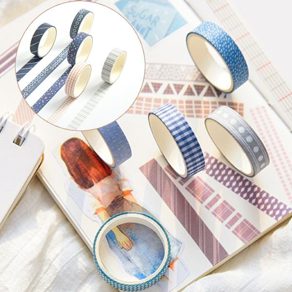15 rullar mönstertejp dekorband DIY presentpapperstejp för