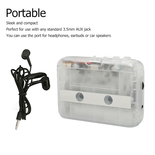 Kassett till MP3-konverterare Multifunktionell Automatisk Backning Transparent Retro Bärbar Bandspelare för Laptop PC