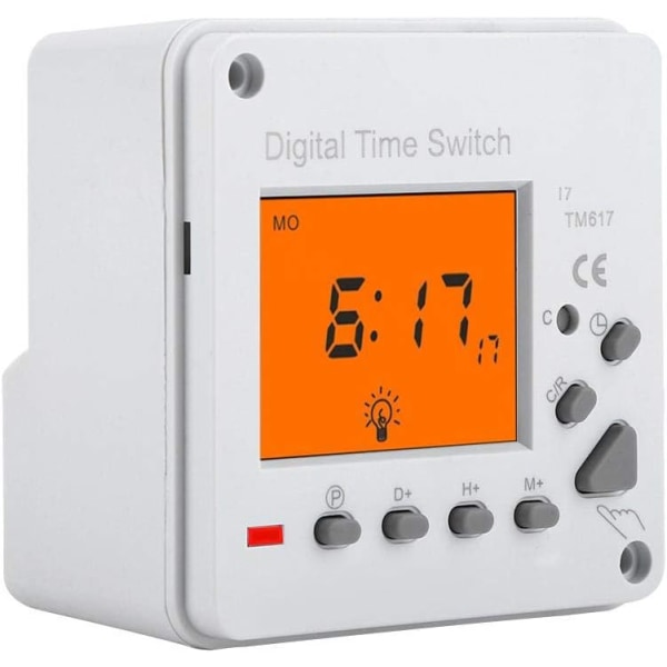 Elektronisk timer Digital timer Intelligent programmerbar kontrollbryter Bakgrunnsbelyst timer for husholdningsapparater Gatelys (220V AC)