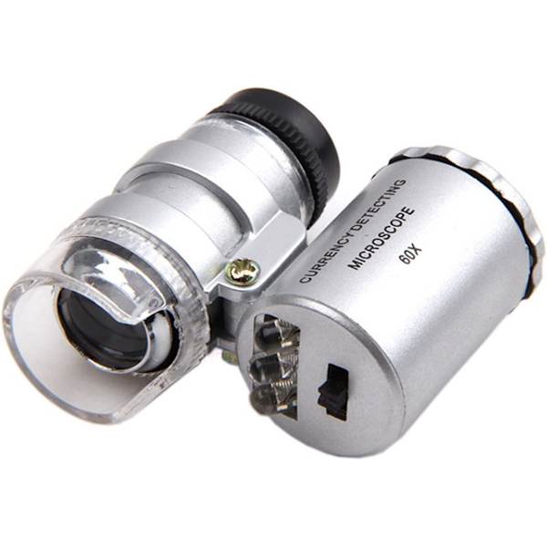 Mini 60x -mikroskooppi suurennus LED-valolla korujen suurennuslasi