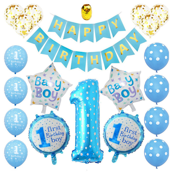 Happy Birthday Balloon Set, Number 1 Balloon, 1st Birthday Decorations Girl Boy, Happy Birthday Decorations Party Supplies