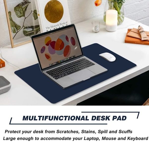 Dubbelsidig PU-läder skrivbordsunderlägg förlängt laptopbord