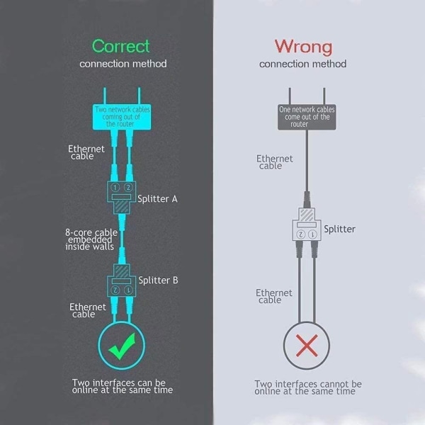 2-pakka RJ45 Ethernet-jakajan liitinsovitin