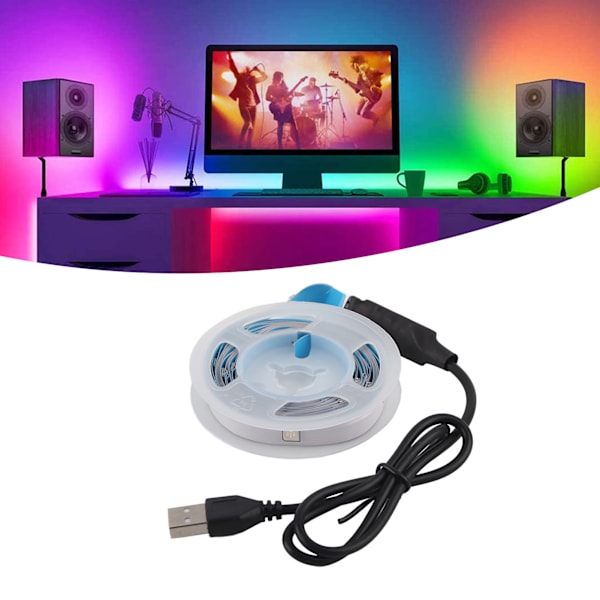 LED RGB Strip Lys 5V Knappenstyret Båndlys Farveskiftende USB-drevet Striplys Til Soveværelse 3 m / 9,8ft